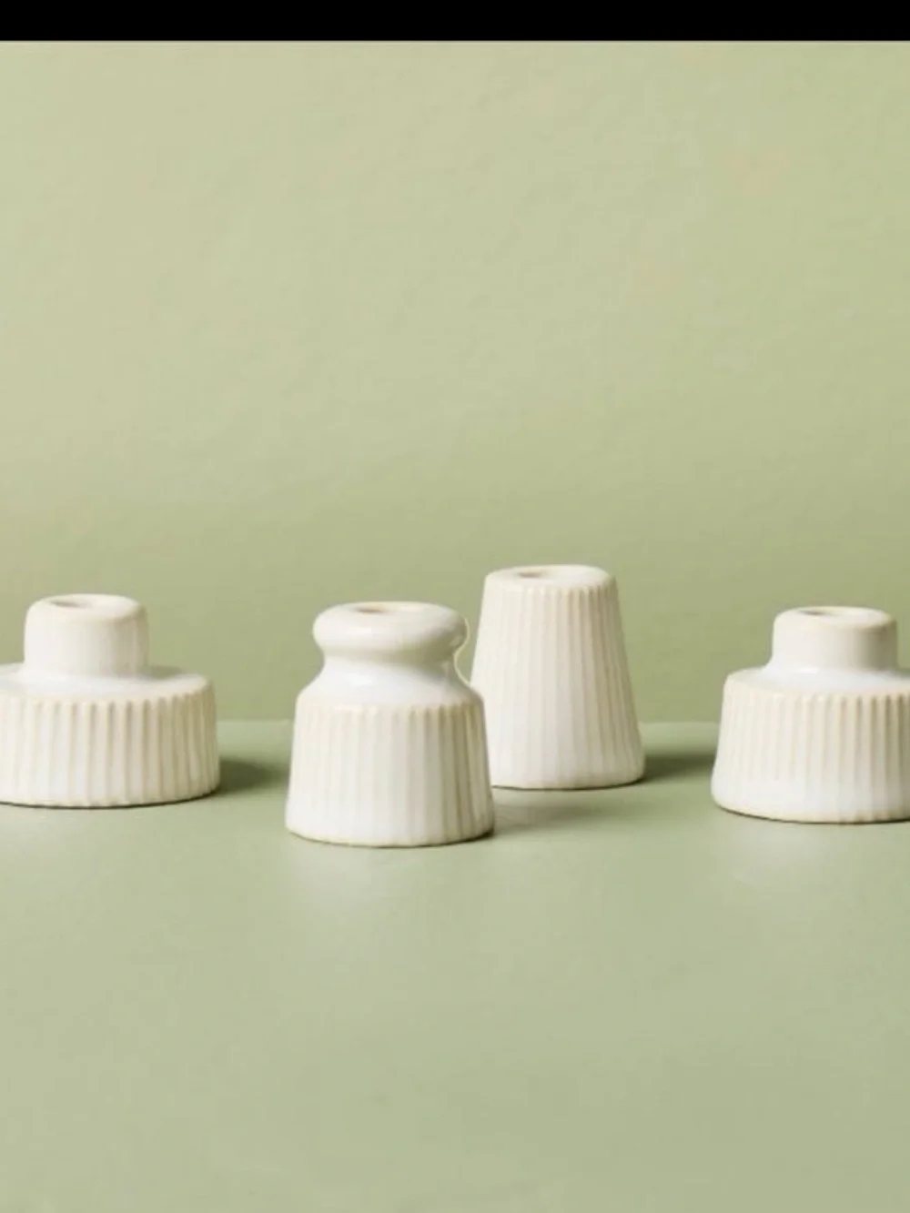 4pc Mini Ceramic Taper Candle Holders Sour Cream - Hearth & Hand™ with Magnolia